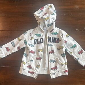 Old Navy Cream Hoodie with Car Pattern